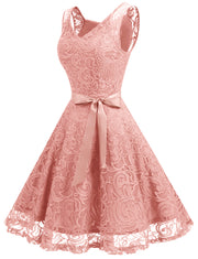 Dressystar Floral Lace Bridesmaid Dress Blush