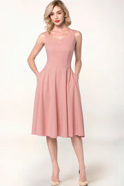 Dressystar women blush tea length swing dress front