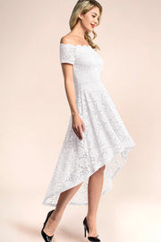 dressystar white off shoulder lace high low party dress