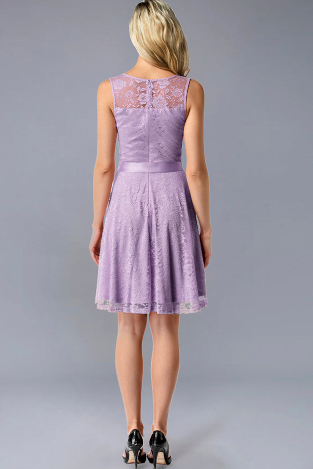 Dressystar women's short lace bridesmaid dress 0009 lavender back