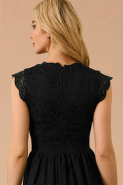 dressystar women's v neck sleeveless wedding party gown 0050 black back