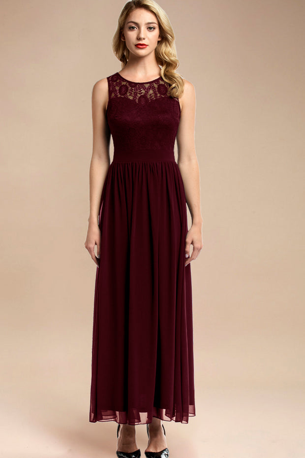 Dressystar women sleeveless maxi formal dress 0046 burgundy front