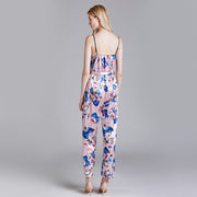 Dressystar Pink Women's Floral Printed Jumpsuits Solid Rompers Casual Comfy Striped Jumpsuit
