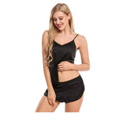 Dressystar Black Women Nightwear Pajamas Short Sets with Cami and Shorts