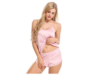 Dressystar Pink Sleepwear Womens Sexy Lingerie Satin Pajamas Cami Shorts Set Nightwear