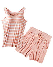 Dressystar Pink Cotton Summer Pajamas Set Top and Short