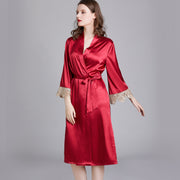 Dressystar Women Burgundy Kimono Robe Satin Bridal Dressing Gown Bride Bridesmaid Robes Sleepwear