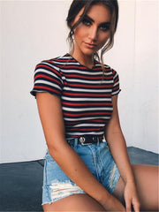 Basic Stripe Fitted T Shirt