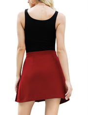 Dressystar Women Mini Pleated Skirt Basic Skirt Burgundy