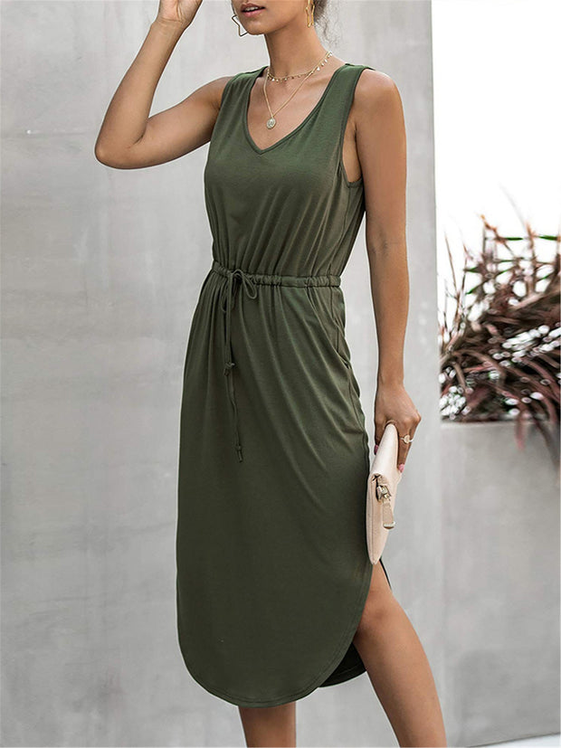 Cozy Olive Green Midi Dress