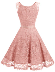 Dressystar Floral Lace Bridesmaid Dress Blush