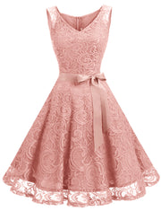 Dressystar Floral Lace Bridesmaid Dress Blush
