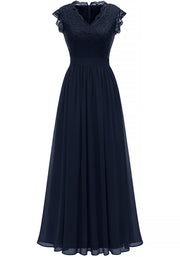 Dressystar 0050 V Neck Sleeveless Lace Bridesmaid Dress Wedding Party Gown S Navy