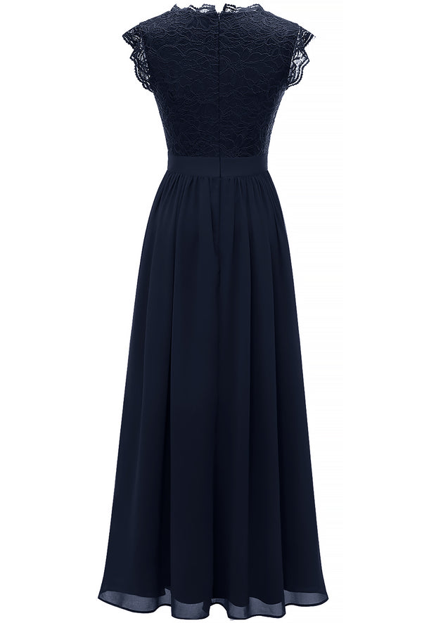 Dressystar 0050 V Neck Sleeveless Lace Bridesmaid Dress Wedding Party Gown S Navy