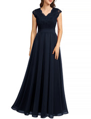 Dressystar 0050 V Neck Sleeveless Lace Bridesmaid Dress Wedding Party Gown S Navy