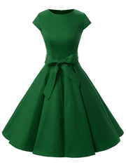 Army Green 1950s Vintage Dress Cap Sleeve