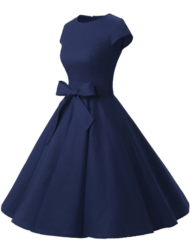 Navy 1950s Vintage Dress Cap Sleeve