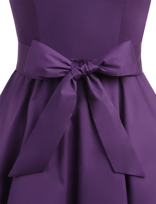 Purple 1950s Vintage Dress Cap Sleeve