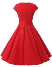 Red 1950s Vintage Dress Cap Sleeve