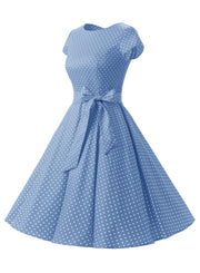 Sky Blue 1950s Vintage Dress Cap Sleeve