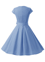 Sky Blue 1950s Vintage Dress Cap Sleeve