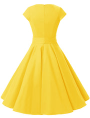 Yellow 1950s Vintage Dress Cap Sleeve