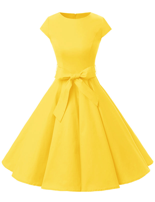 Yellow 1950s Vintage Dress Cap Sleeve