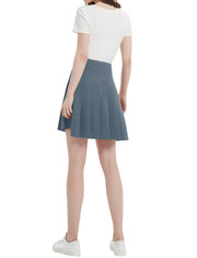 Dressystar Women Mini Pleated Skirt High Low Basic Flared A Line Skirt Grey