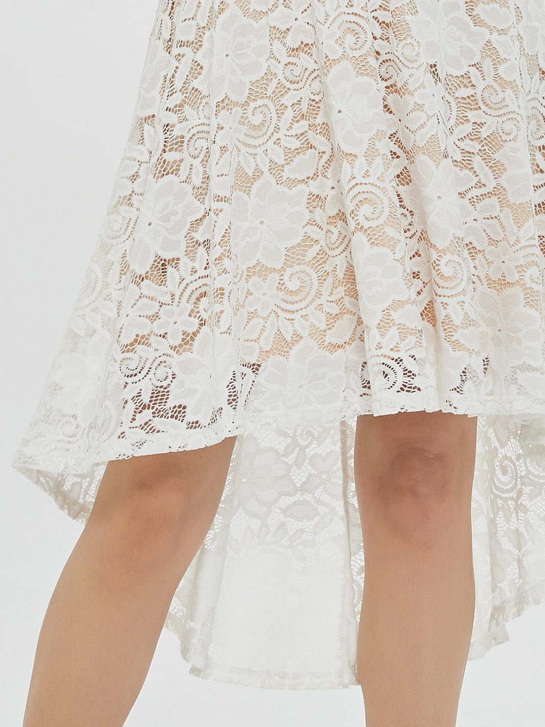 Love Swept White Sleeveless Lace High-Low Midi Dress – Dressystar