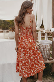 Dressystar Women Orange Summer Casual Beach Dress Boho with Pockets