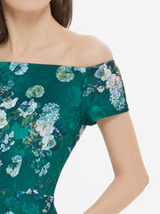 Floral Dressed Up Green Floral Print High-Low Dress