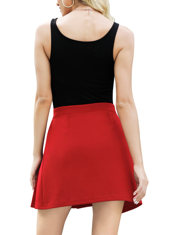 Dressystar Women Mini Pleated Skirt Basic Skirt Red