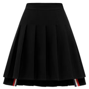 Dressystar Women Mini Pleated Skirt High Low Basic Flared A Line Skirt Black