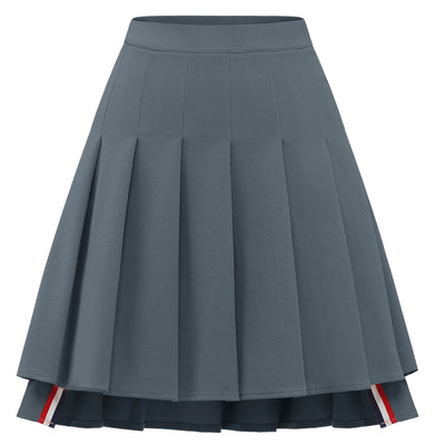 Dressystar Women Mini Pleated Skirt High Low Basic Flared A Line Skirt Grey