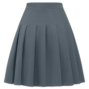 Dressystar Women Mini Pleated Skirt High Low Basic Flared A Line Skirt Grey