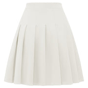 Dressystar Women Mini Pleated Skirt High Low Basic Flared A Line Skirt White