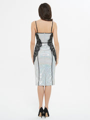 Shine On Me Silver Sequin Bodycon Midi Dress