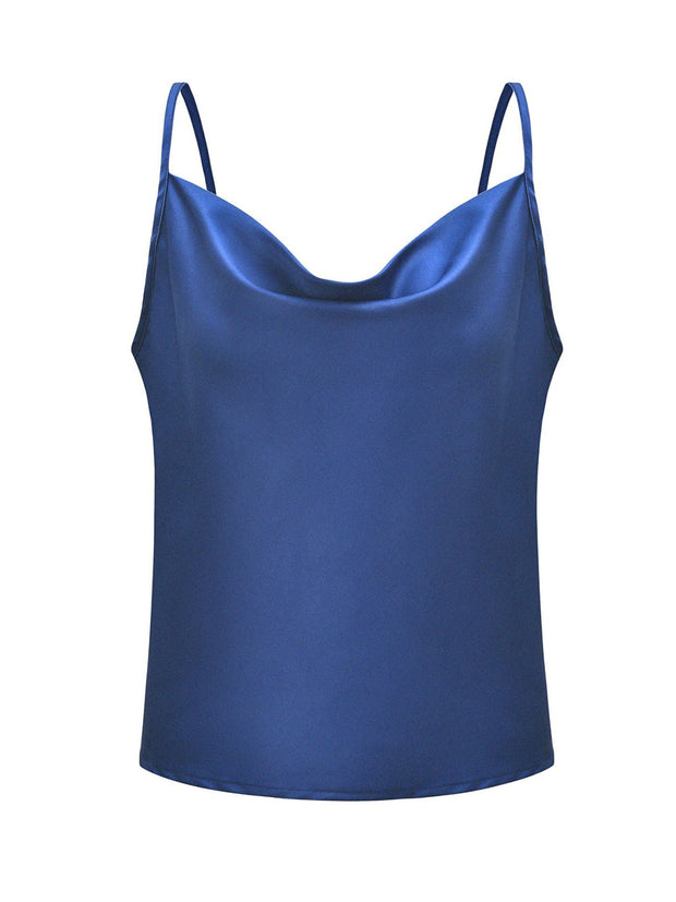 Silky Casual Vest Top Navy Blue