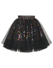 Dressystar Women Tutu Mini Sequins Skirts Tulle Petticoat Party Skirt Black