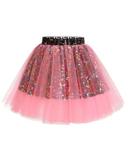 Dressystar Women Tutu Mini Sequins Skirts Tulle Petticoat Party Skirt Coral