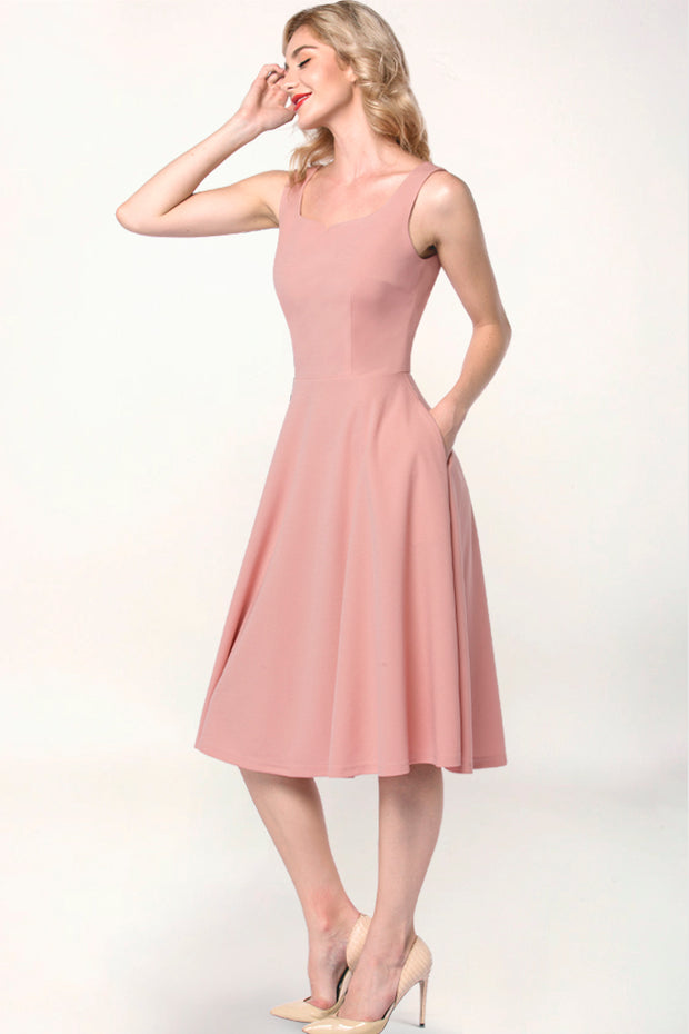 Dressystar women blush tea length swing dress side