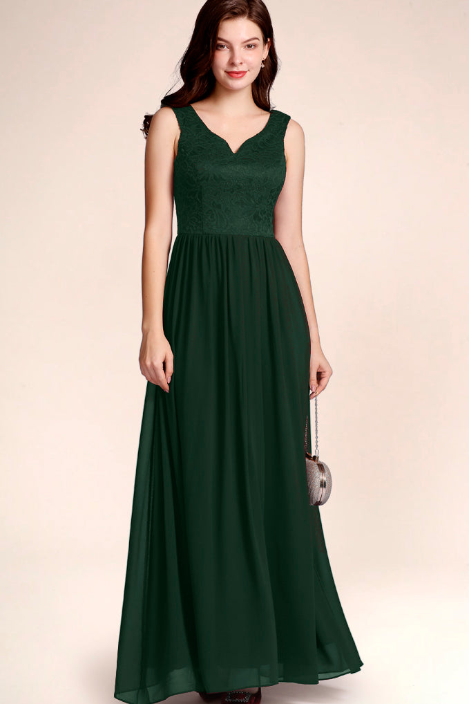 Dark Green V Neck Wedding Party Gown | Long Bridesmaid Dress | Dressystar Dark Green V Neck Wedding Party Gown | Long Bridesmaid Dress | Dressystar
