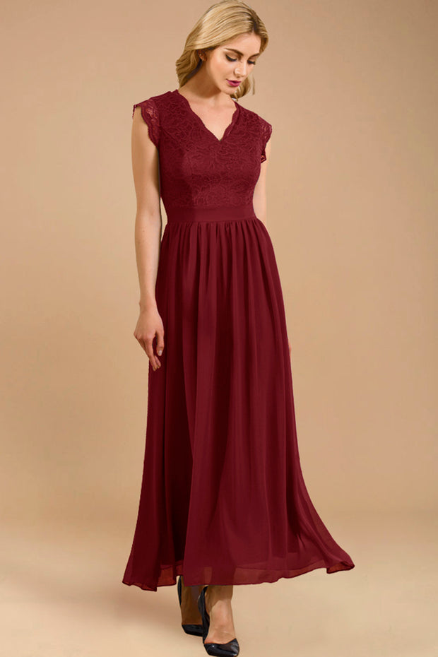 Dressystar Elegant V Neck Bridesmaid Dress Wedding Party Gown Dark Red Dressystar Elegant V Neck Bridesmaid Dress Wedding Party Gown Dark Red
