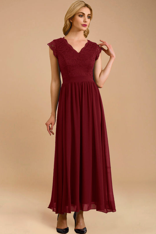Dressystar Elegant V Neck Bridesmaid Dress Wedding Party Gown Dark Red Dressystar Elegant V Neck Bridesmaid Dress Wedding Party Gown Dark Red