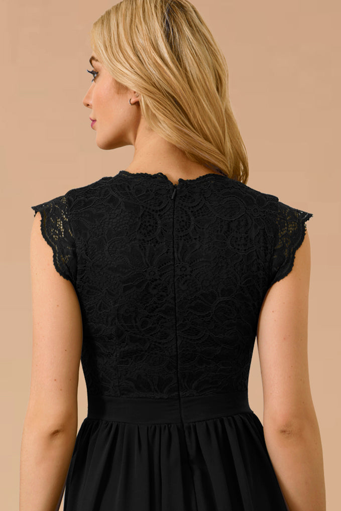 Dressystar Women's V Neck Bridesmaid Dress Wedding Party Gown Black