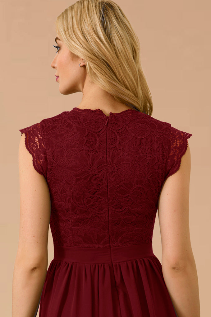 Dressystar Elegant V Neck Bridesmaid Dress Wedding Party Gown Dark Red