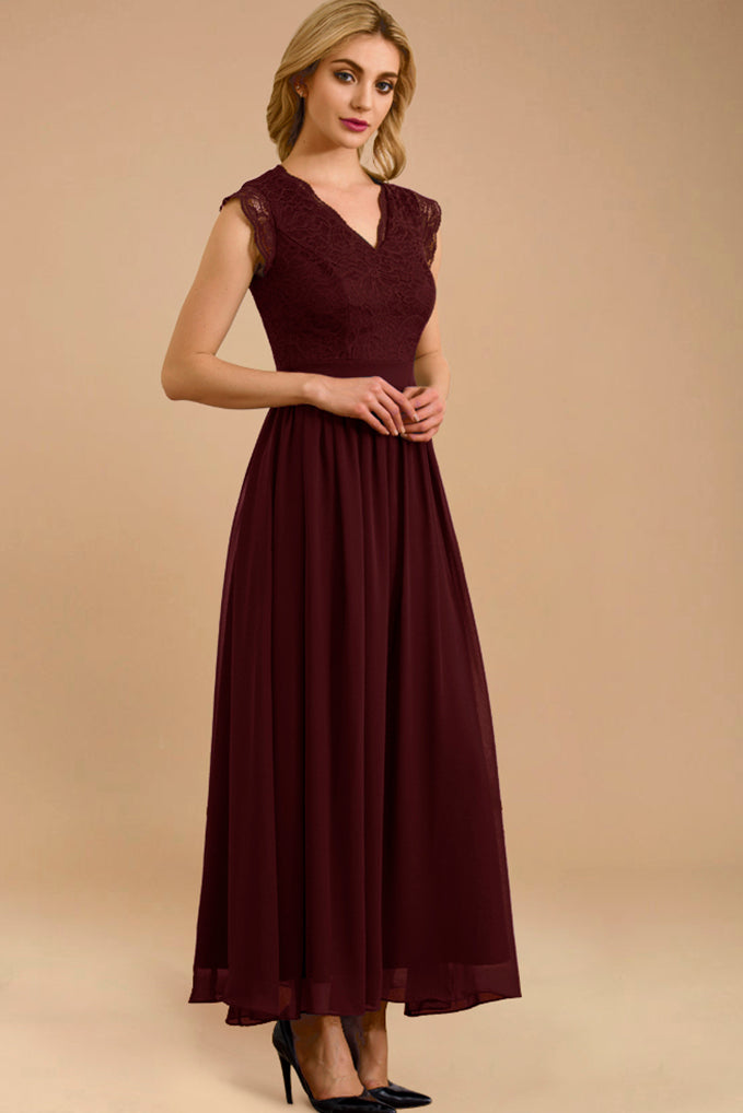 Dressystar Elegant V Neck Bridesmaid Dress Wedding Party Gown Burgundy Dressystar Elegant V Neck Bridesmaid Dress Wedding Party Gown Burgundy