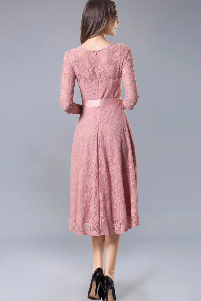 blush midi dress for wedding Sleeveless Pink Midi Wedding Guest Dress with Roses Soft Blush / Small
