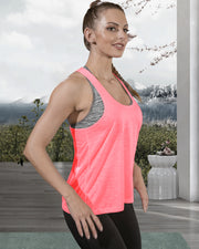 Workout Tank Tops with Built in Bra in Coral