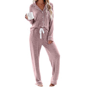 Button Front Pajama Set Pink